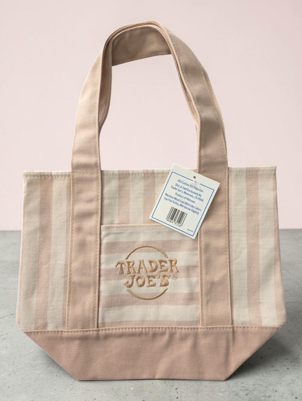 TRADER JOE'S Mini Striped Canvas Tote Bags - Set Of 4 - Picture 4 of 5